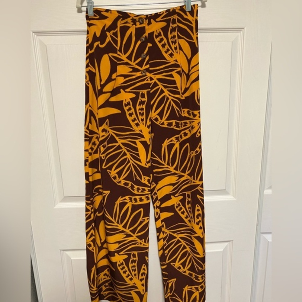 Milk and Honey Orange Purple Wide Leg High Waisted Button Front Pants Size Small